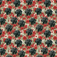 Festive Poinsettia Dog Gift Wrap, Black Labrador Christmas Wrapping Paper, Black Lab Present Wrap, Dog Lover Holiday Gift Wrapping Paper