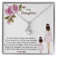 Sparkling Ribbon Pendant Necklace, Daughter Necklace from Mom, Cubic Zirconia Necklace, Birthday Present for Daughter, Christmas Jewelry Present