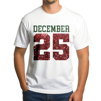 Red Glitter Holiday Shirt, December 25 Christmas T-Shirt, Festive Xmas Graphic Tee, Winter Holiday Season T-Shirt, Christmas Present for Her