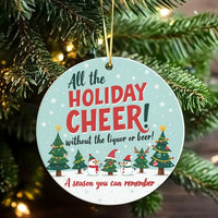 Cheer Without the Liquor Ornament, Sober Christmas Ceramic Ornament, Humorous Sobriety Holiday Tree Ornament, Recovery Milestone Keepsake Present
