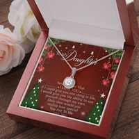 Cubic Zirconia Pendant Necklace, To My Daughter Necklace from Dad, White Gold Stainless Steel Jewelry, Meaningful Christmas Present for Her