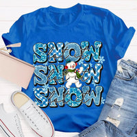 Snowflake Snowman Graphic Tee, Let It Snow Christmas T-Shirt, Adorable Winter Holiday Shirt, Festive Xmas Snowmen Tee, Winter Season Family Present