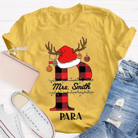 P Is for Para Holiday Shirt, Personalized Para Santa Hat Christmas T-Shirt, Paraprofessional Christmas Tee, Adorable Para Xmas Graphic Shirt