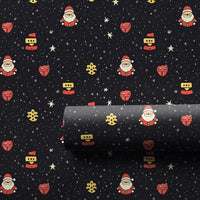 Adorable Cartoon Christmas Gift Wrap, Starry Night Santa Wrapping Paper, Holiday Bell Snowflake Wrapping Paper, Festive Winter Gift Wrap Roll