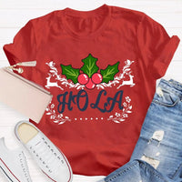 Festive Spanish Teacher Holiday Shirt, Hola Merry Christmas Elk Bilingual Teacher T-Shirt, Latinx Educator Graphic Tee