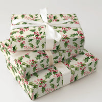 Christmas Botanical Gift Wrap, Watercolor Holly Wrapping Paper, Vintage Holiday Berry Wrapping Paper, Winter Christmas Gift Wrap Roll