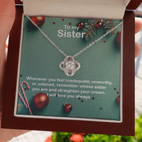14k White Gold Sister Necklace, Sister Love Knot Necklace, Sparkling CZ Love Knot Necklace, Sister Christmas Present, Sister Birthday Jewelry