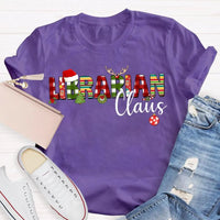 Custom Name Book Lover Holiday Shirt, Personalized Librarian Christmas T-Shirt, Festive Library Graphic Tee, Xmas Reading Present