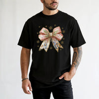 Christian Christmas Graphic Tee, Nativity Scene Coquette Bow T-Shirt, Religious Faith Holy Family Shirt, Holiday Jesus Nativity Tee