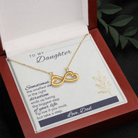 14k White Gold Finish Necklace, Daughter Infinity Heart Necklace, Heart Pendant Necklace, Meaningful Present from Dad, Birthday Christmas Present