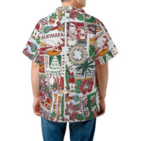 Surfing Santa Tropical Christmas Shirt, Mele Kalikimaka Hawaiian Shirt, Holiday Aloha Shirt, Festive Xmas Button Up Shirt, Mens Beach Present