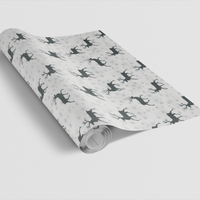 Nordic Christmas Holiday Pattern Wrapping Paper, Reindeer Gift Wrap Paper, Scandinavian Xmas Gift Wrap Roll