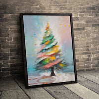 Colorful Holiday Tree Canvas Wall Print, Abstract Christmas Tree Canvas Art, Modern Festive Winter Canvas Decor, Xmas Office Present