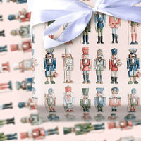 Watercolor Christmas Gift Wrap, Nutcracker Soldier Wrapping Paper, Pink Holiday Present Paper, Nutcracker Ballet Gift Wrap Paper Roll