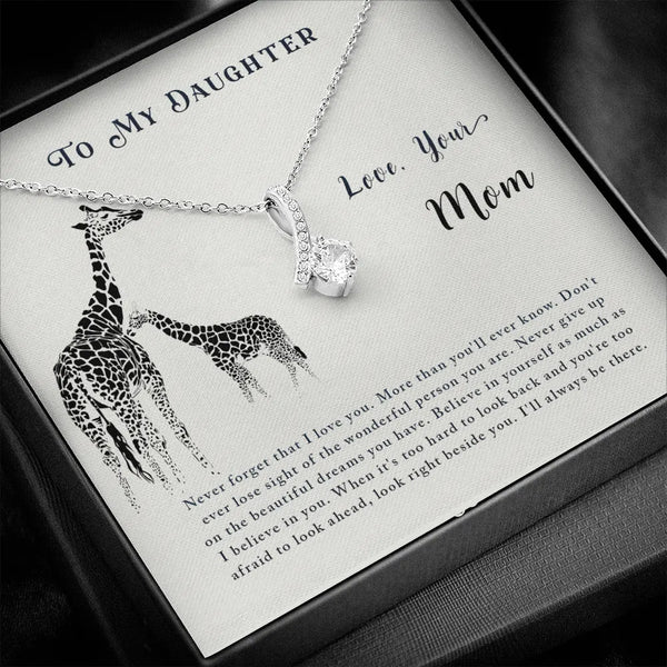 Meaningful Animal Pendant Necklace, Giraffe Necklace for Daughter from Mom, 14k White Gold Stainless Steel Necklace, Christma