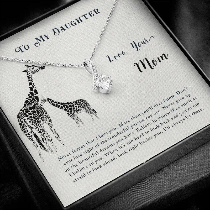 Meaningful Animal Pendant Necklace, Giraffe Necklace for Daughter from Mom, 14k White Gold Stainless Steel Necklace, Christmas Present