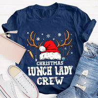 Santa Hat Kitchen Utensils Graphic Tee, Christmas Lunch Lady Shirt, School Cafeteria Worker Holiday T-Shirt, Lunch Lady Xmas Present