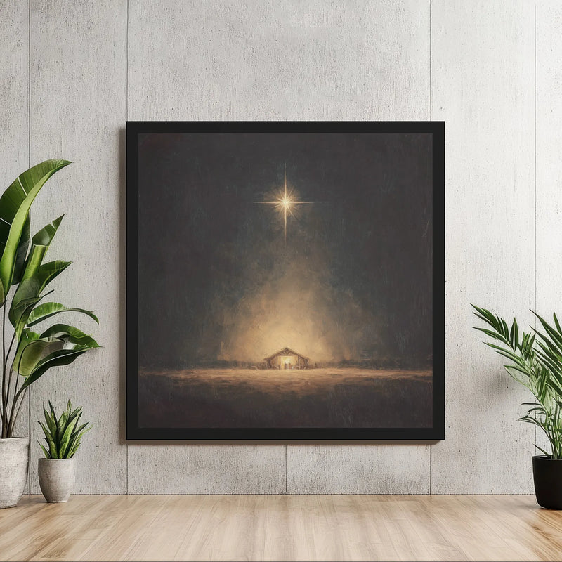 Christian Holy Family Painting Canvas Print, Christmas Nativity Square Canvas, Modern Religious Canvas Wall Art, Christmas Holiday Decor