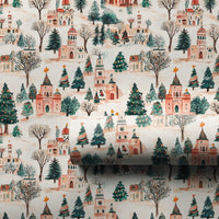 Snowy Town Scene Gift Wrap, Watercolor Christmas Village Wrapping Paper, Whimsical Holiday Winter Wrapping Paper, Festive Gift Wrap Roll