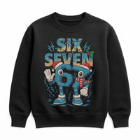 Humorous Internet Meme Holiday Crewneck, Six Seven Christmas Sweatshirt, Gen Z Gen Alpha Xmas Sweater, Trendy Meme Pullover Sweatshirt
