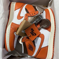 Retro High Top Sneakers, White Orange Colorway, Lace Up Design, Casual Gift for Sneaker Fans