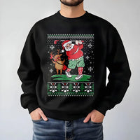 Humorous Reindeer Golfer Sweater, Golf Santa Christmas Sweatshirt, Holiday Golfing Graphic Crewneck, Ugly Christmas Golfer Pullover Present