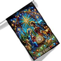 Double-Sided Holy Night Holiday Yard Flag, Nativity Scene Garden Flag Stained Glass Christmas Art, Christian Lawn Decor Present