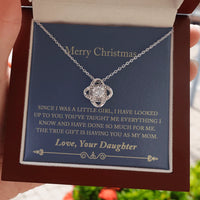 14k White Gold Love Knot Necklace, Mom Love Knot Necklace, Cubic Zirconia Mother Love Knot Necklace, Christmas Present from Daughter