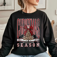Coquette Bow Christmas Sweatshirt, Leopard Print Tree Sweatshirt, Trendy Holiday Tree Sweater, Adorable Winter Crewneck Sweatshirt, Present for Her