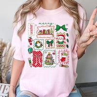 Retro School Supplies Holiday Tee, Merry Teacher Christmas T-Shirt, Festive Classroom Graphic Shirt, Adorable Winter Xmas Teacher Present Tee