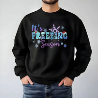 Snowflake Graphic Sweatshirt, It's Freezing Season Sweatshirt, Comfy Winter Holiday Crewneck, Christmas Winter Sweatshirt, Present for Her