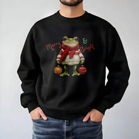 Humorous Christmas Frog Crewneck, Merry and Bright Frog Sweatshirt, Adorable Holiday Animal Sweater, Winter Frog Lover Pullover, Comfy Xmas Present
