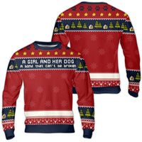 Dog Paw Print Ugly Sweater, A Girl and Her Dog Ugly Christmas Sweater, Dog Lover Holiday Sweater, Adorable Dog Mom Christmas Sweatshirt