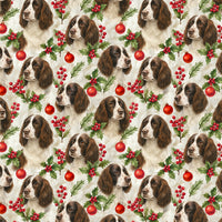 Dog Lover Holiday Gift Wrap, English Springer Spaniel Christmas Wrapping Paper, Puppy Pet Pattern Wrapping Paper, Festive Winter Gift Wrap