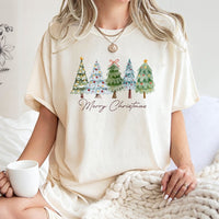 Merry Christmas Pine Forest Shirt, Watercolor Christmas Tree T-Shirt, Festive Winter Tree Graphic Tee, Adorable Holiday Forest Tshirt Present