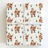 Musical Santa Claus Holiday Gift Wrap, Acoustic Guitar Santa Wrapping Paper, Musician Xmas Wrapping Paper, Festive Christmas Wrapping Paper