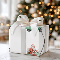 Mint Green Holiday Gift Wrap, Retro Santa Scooter Wrapping Paper, Adorable Christmas Wrapping Paper, Whimsical Winter Wrapping Paper Roll