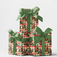 Plaid Dog Christmas Gift Wrap, German Shepherd Wrapping Paper, Festive German Shepherd Wrapping Paper, Holiday Pet Lover Wrapping Paper