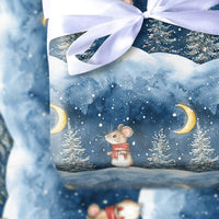 Adorable Scarf Mouse Gift Wrap, Winter Mouse Christmas Wrapping Paper, Watercolor Holiday Wrapping Paper, Snowy Night Animal Gift Wrap Roll