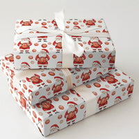 Sports Christmas Gift Wrap, Cartoon Basketball Santa Wrapping Paper, Cheerful Basketball Holiday Wrapping Paper, Xmas Gift Wrapping Paper