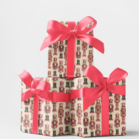 Pastel Christmas Wrapping Paper, Pink Nutcracker Gift Wrap Paper, Holiday Present Paper Roll, Festive Xmas Present Wrap