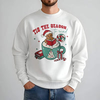 Gingerbread Book Lover Christmas Crewneck, Tis the Season to Read Sweatshirt, Adorable Holiday Reader Pullover, Librarian Xmas Sweater