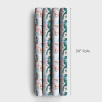 Coastal Beach Holiday Gift Wrap, Tropical Santa Christmas Wrapping Paper, Palm Tree Xmas Wrapping Paper, Summer Holiday Gift Wrap Roll