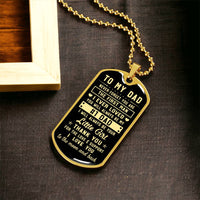 Sentiment Engraved Pendant Necklace, To My Dad Dog Tag Necklace, Stainless Steel Military Dog Tag, Birthday Present for Father, Christmas Present