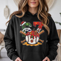 Santa Hat Baseball Player Hoodie, Number 67 Baseball Christmas Hoodie, Festive Holiday Sports Hoodie, Baseball Fan Hooded Sweatshirt Present