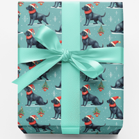 Festive Santa Dog Gift Wrap Roll, Black Labrador Christmas Wrapping Paper, Holiday Dog Lover Wrapping Paper, Puppy Christmas Present Wrap