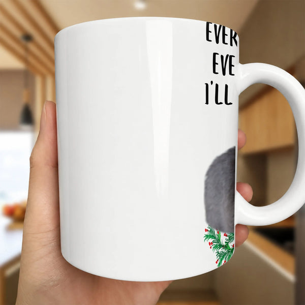 Festive Candy Cane Christmas Mug, Evergreen Pine Branch Coffee Mug, Winter Holiday Ceramic Cup, Comfy Christmas Present for C