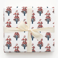 Biker Santa Claus Gift Wrap, Sunglasses Santa Motorcycle Wrapping Paper, Cool Santa Holiday Wrapping Paper, Christmas Motorcycle Gift Wrap