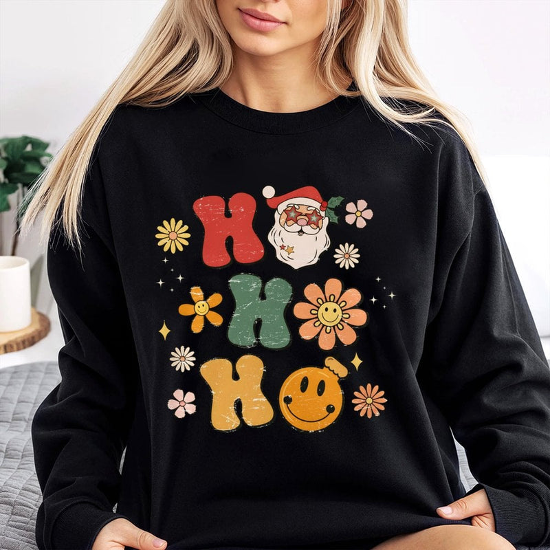 Ho Ho Ho Santa Graphic Crewneck, Retro Christmas Sweatshirt, Vintage Holiday Aesthetic Pullover, Adorable Teacher Xmas Sweater