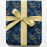 Midnight Blue Christmas Gift Wrap, O Holy Night Wrapping Paper, Gold Star Holiday Paper, Christian Xmas Gift Wrap, Winter Wrapping Paper
